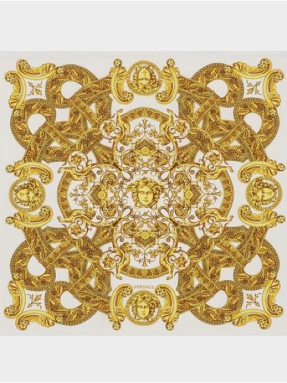 Versace Gold Barocco Medusa Silk Twill Scarf